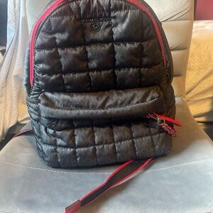 Michael Kors Black and Red Quilted Backpack